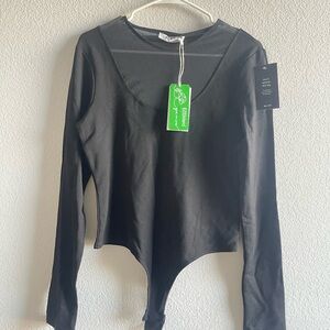 Cut out mesh Black Long Sleeve Bodysuit